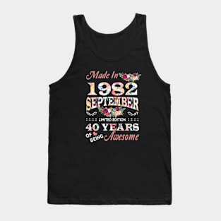 Made In 1982 September 40 Years Of Being Awesome Flowers Tank Top